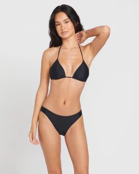 Simply Solid Slide Tri Bikini Top - Black