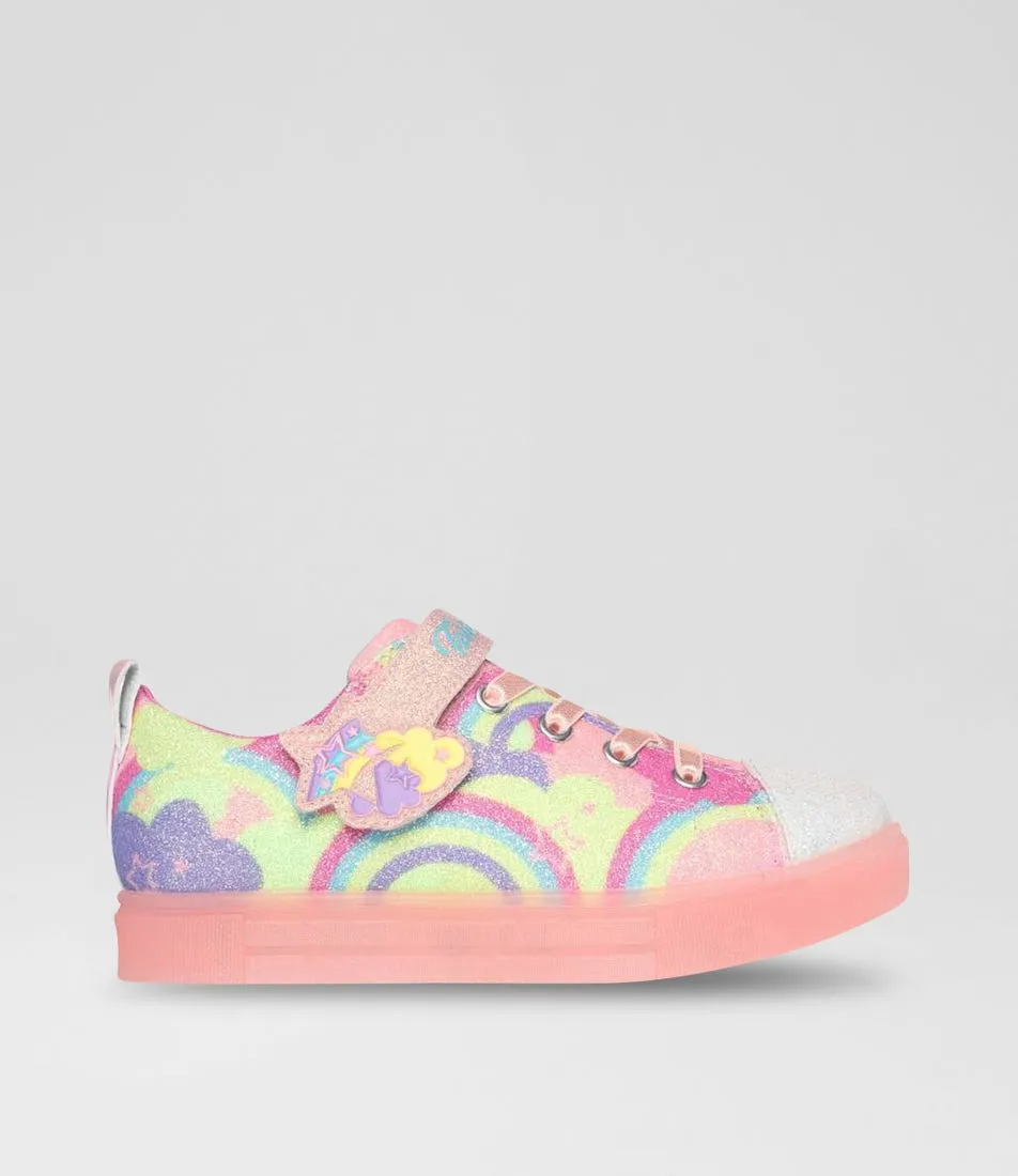 SKECHERS Twinkle Spark Ice 2 Coral Multi Fabric Sneakers