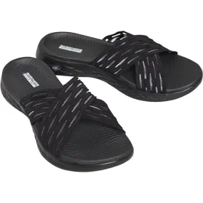 SKECHERS Womens On The Go 600 Sunrise Monifil Crossband Slide Sandals Black