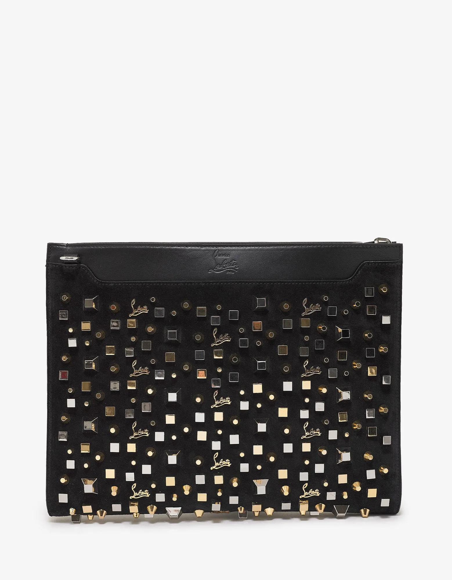 Skypouch Black Suede Spikes & Cubes Bag