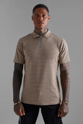 Slim Check Jaqaurd Polo | boohooMAN UK