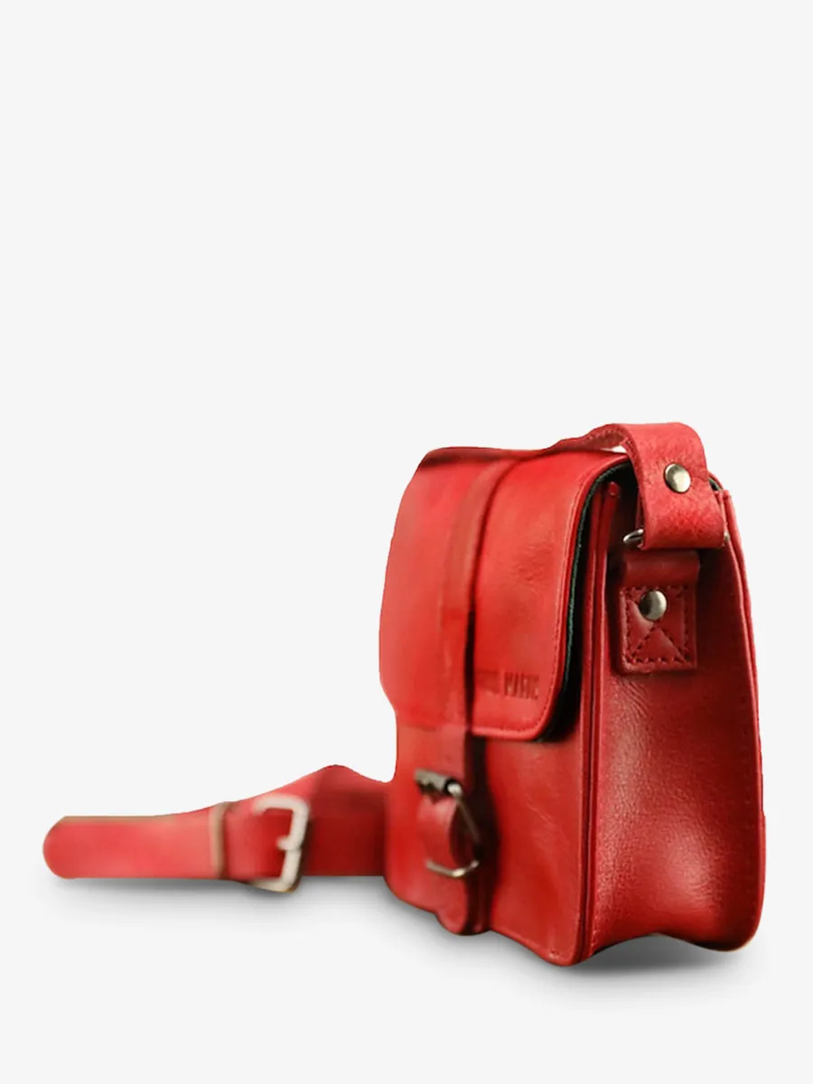 small leather shoulder bag for woman Red - L'Essentiel Red | PAUL MARIUS