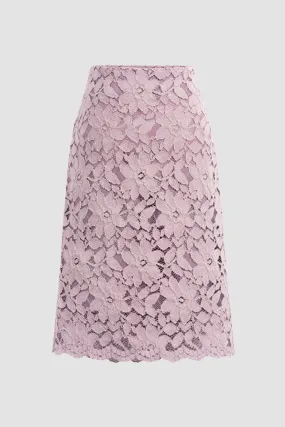 Solid Color Flower Lace Skirt