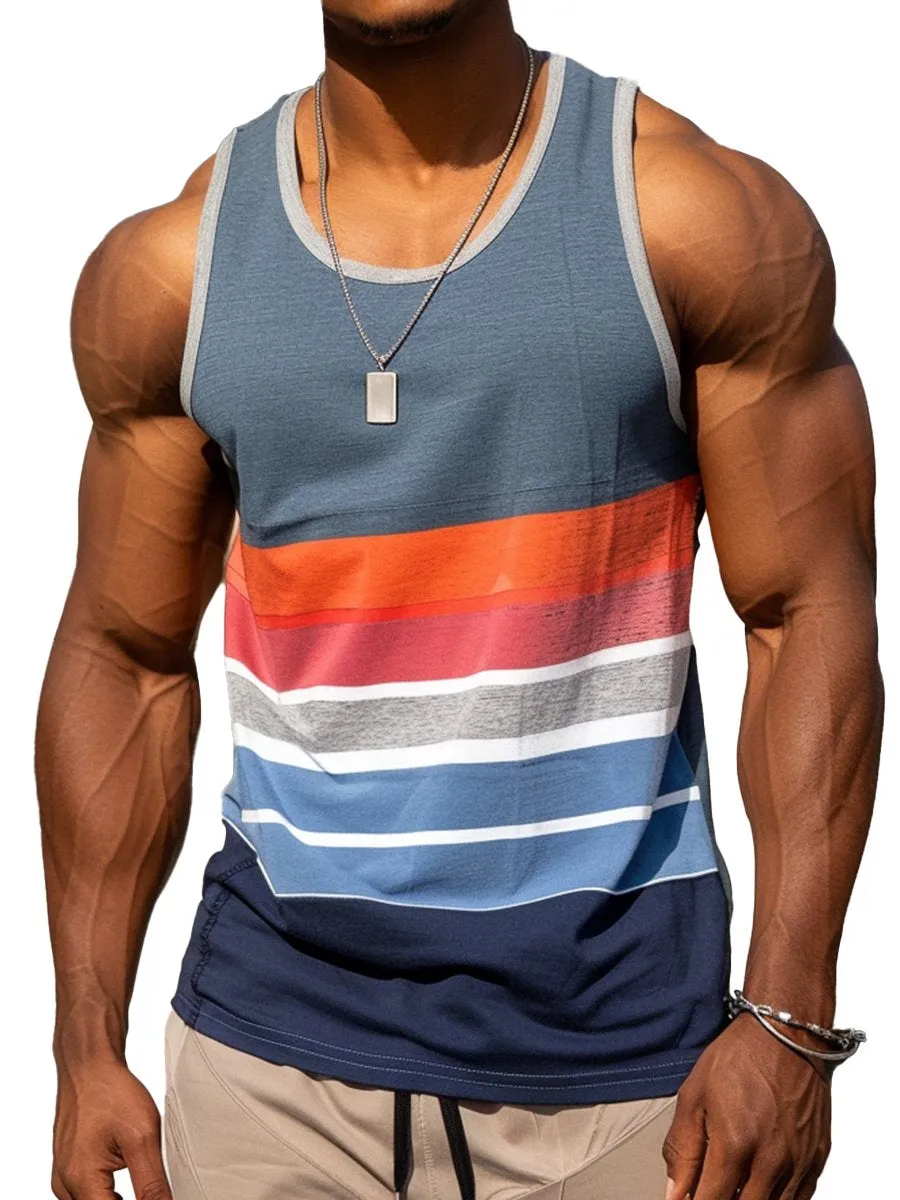 Sports Stripe Print Breathable Tank Top