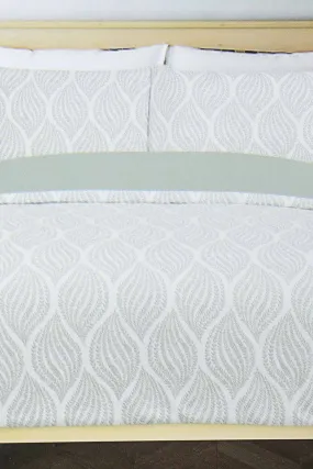 Teal And White Leaf Reversible 3-Piece Duvet Cover Set (Double Size)