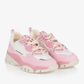 Teen Pink & Ivory Lace-Up Trainers