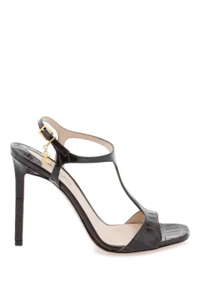 Tom Ford    Tom Ford Angelina Sandals In Croco Embossed Glossy Leather