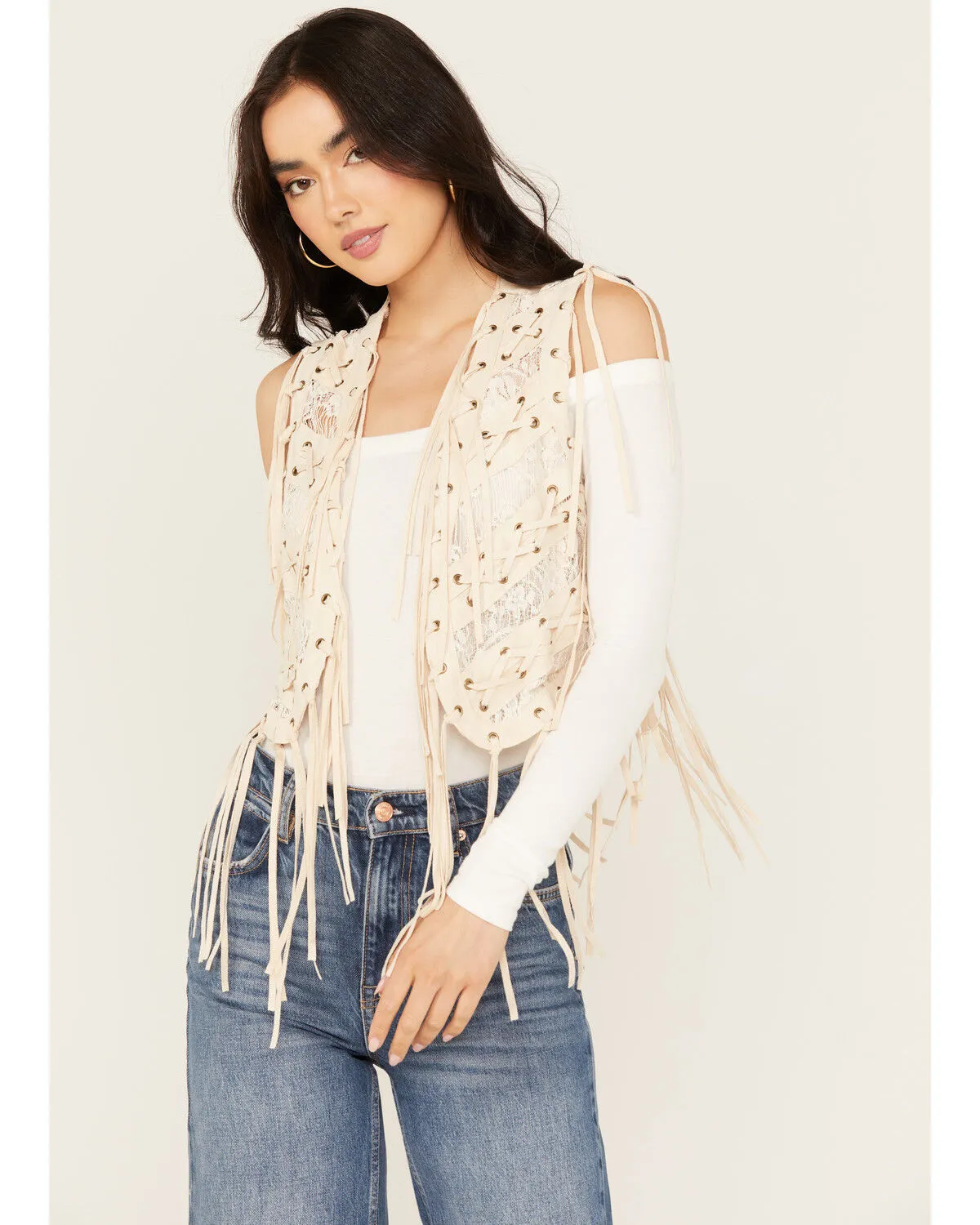 Vocal Women's Braided Lace Fringe Vest