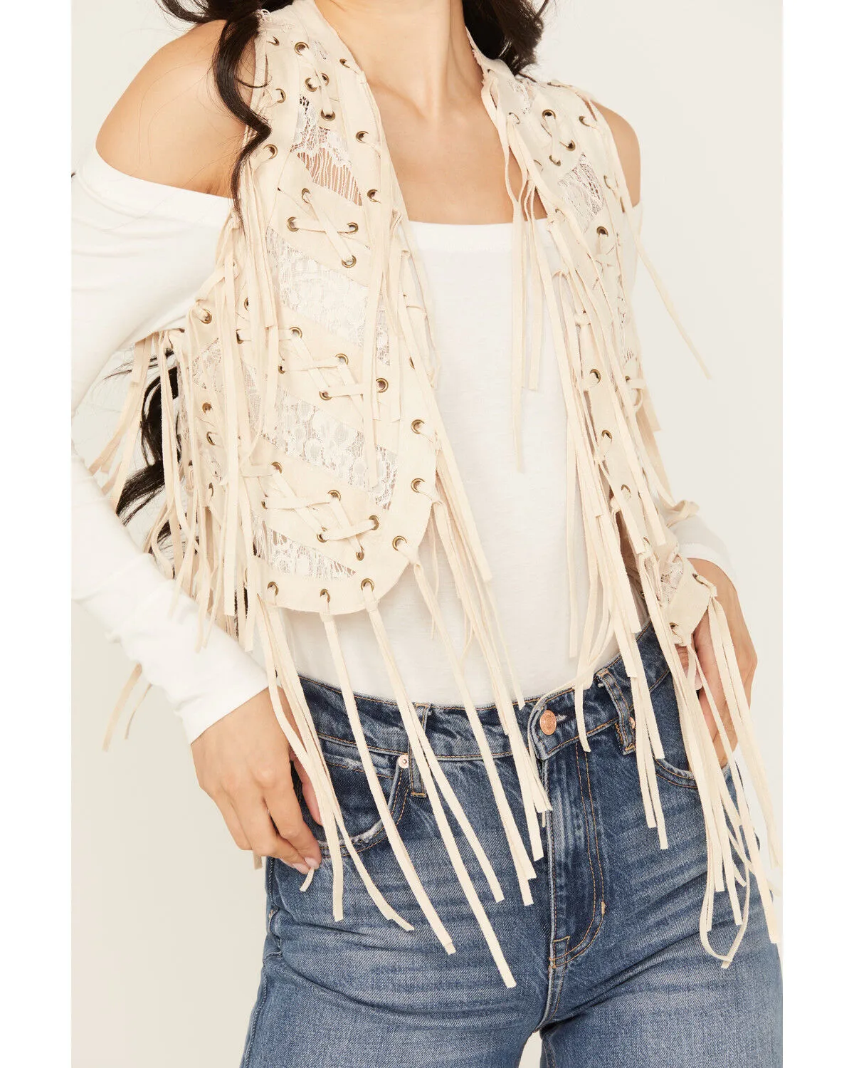 Vocal Women's Braided Lace Fringe Vest