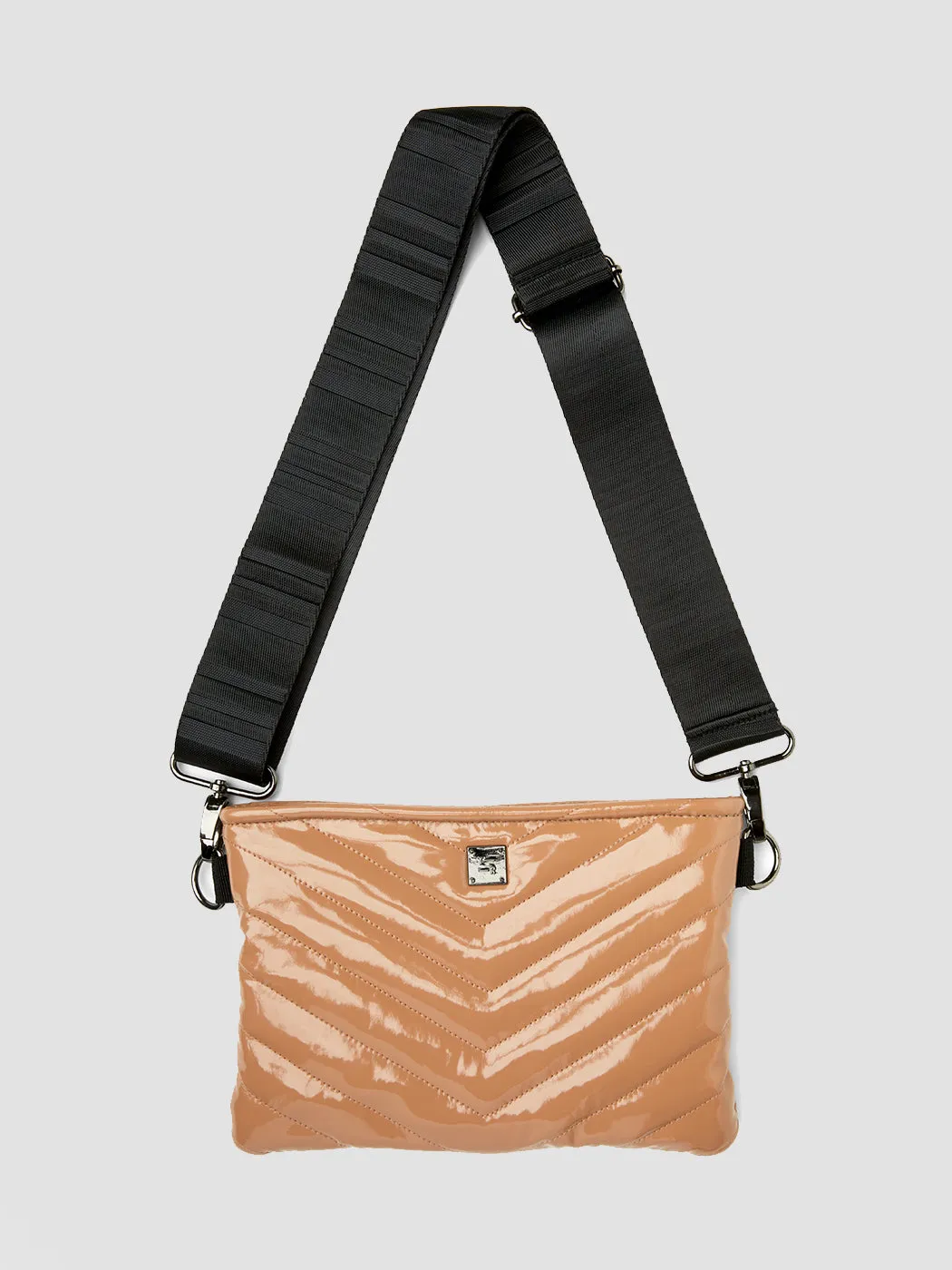 Vonn Chevron Crossbody - Nude Patent w/ Black and White