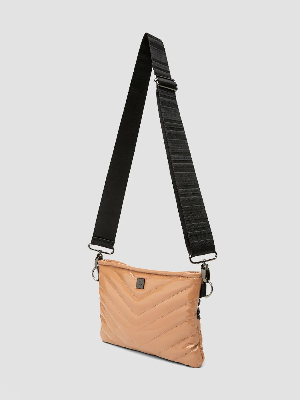 Vonn Chevron Crossbody - Nude Patent w/ Black and White