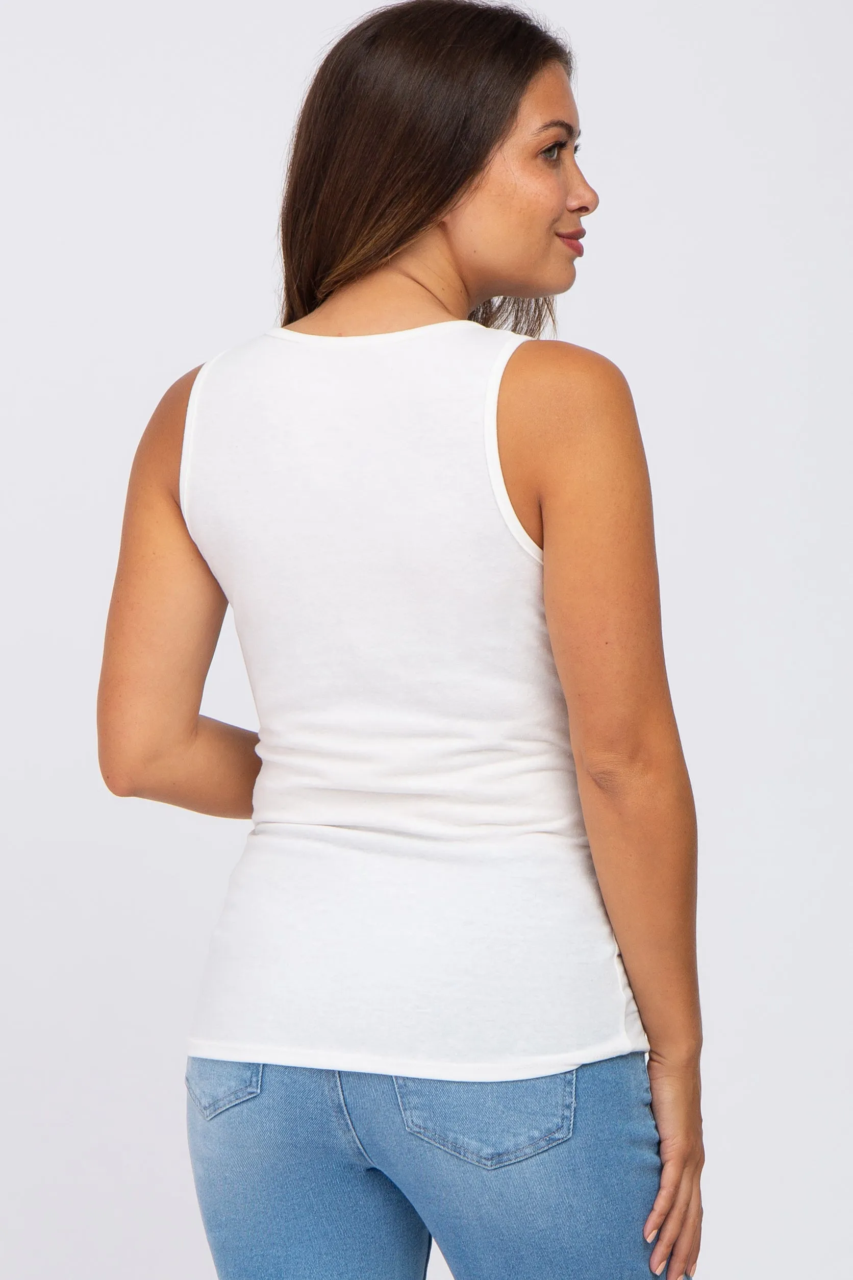 White Heathered Maternity Tank