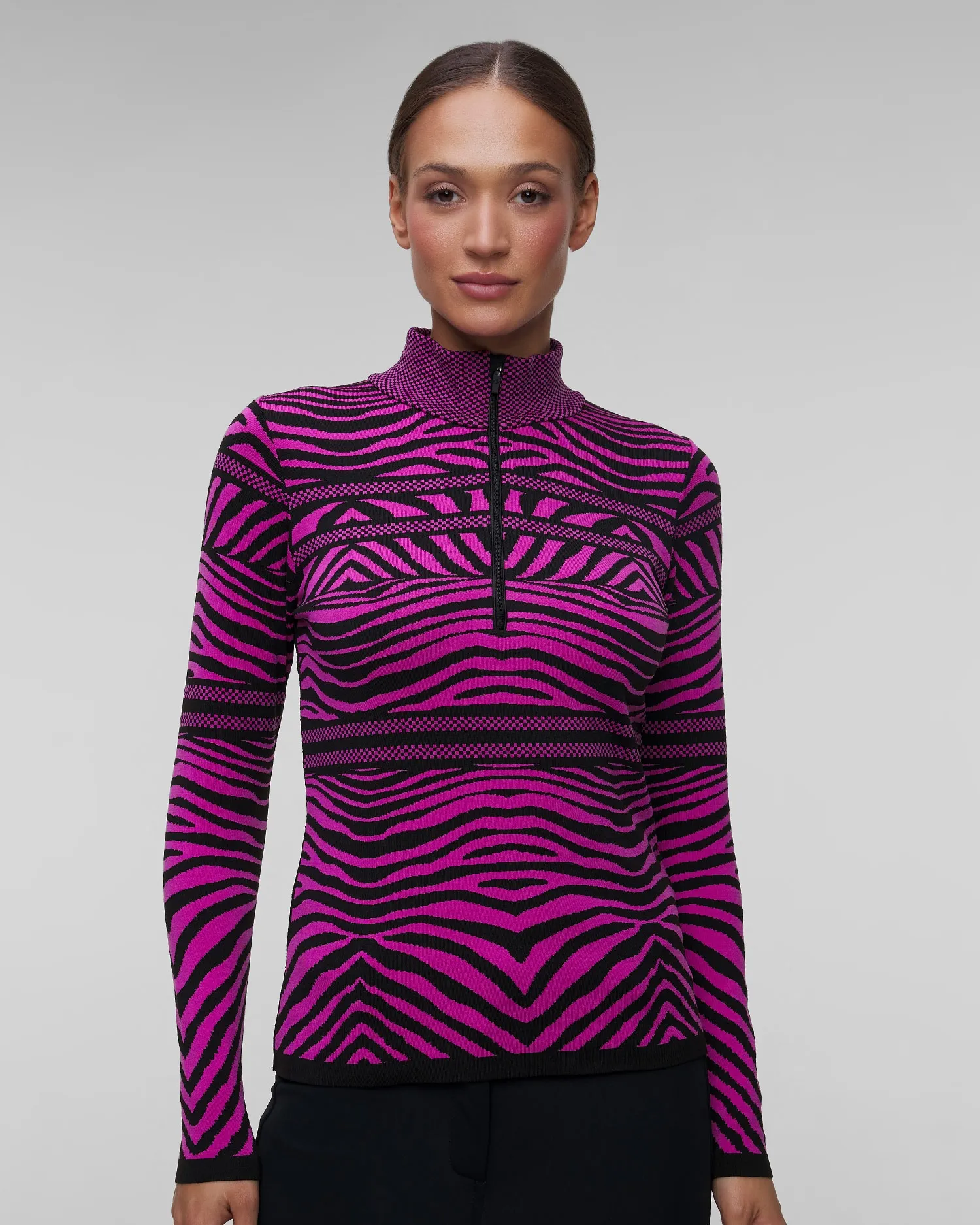 Women's pink zebra ski turtleneck Newland Rainbow N46634-75