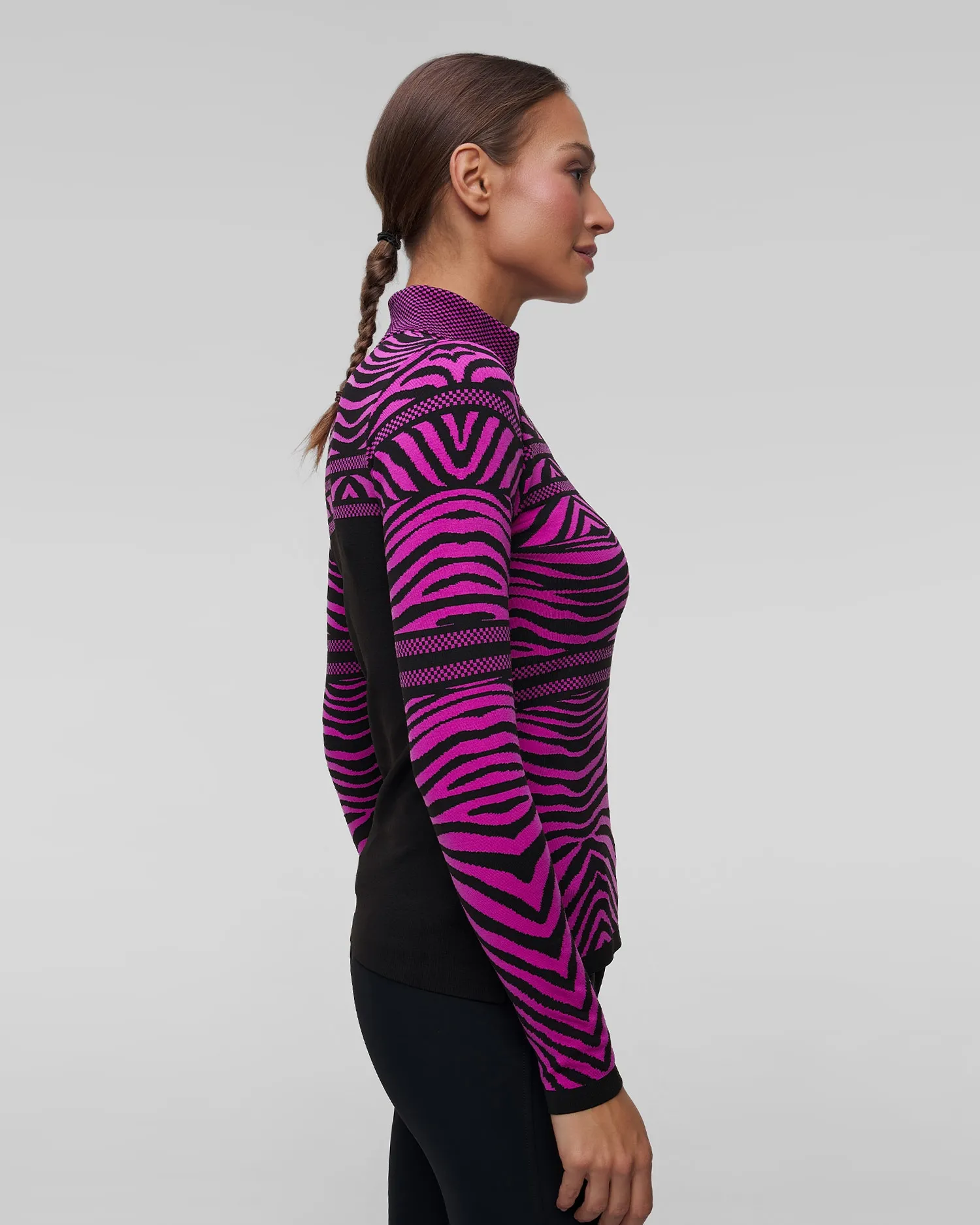 Women's pink zebra ski turtleneck Newland Rainbow N46634-75