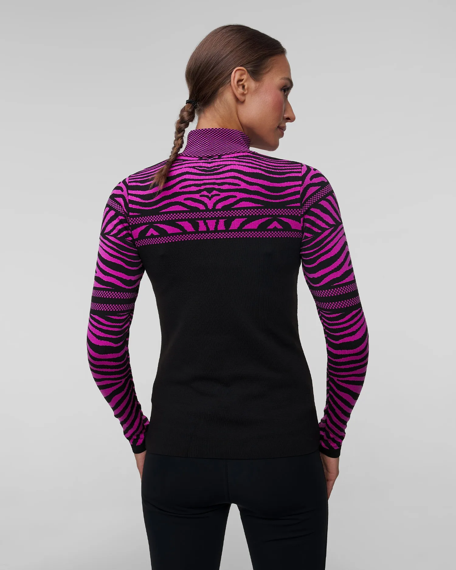 Women's pink zebra ski turtleneck Newland Rainbow N46634-75