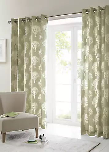 Woodland Trees Pair of Eyelet Lined Curtains | Kaleidoscope