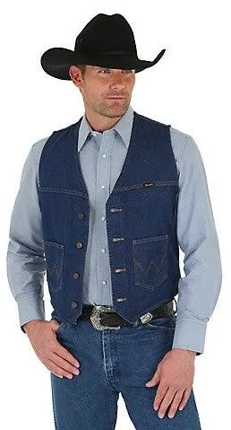 Wrangler Men's Traditional Unlined Button Front Western Denim Vest